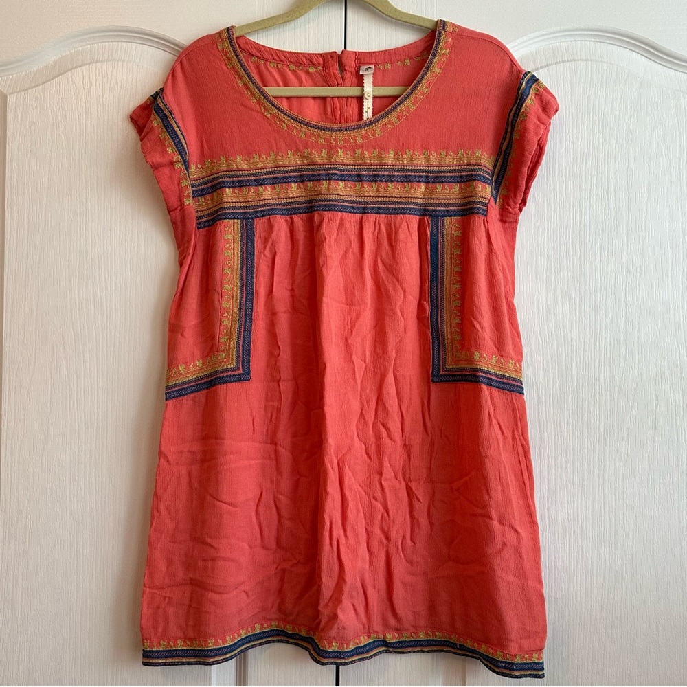 Uncle Frank | EUC - Embroidered Tunic Dress - Size S - Coral